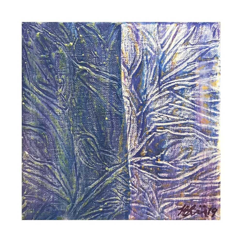 "PURPLE LEAVES" Original Acrylic Painting 6x6 inches On Art Board Signed